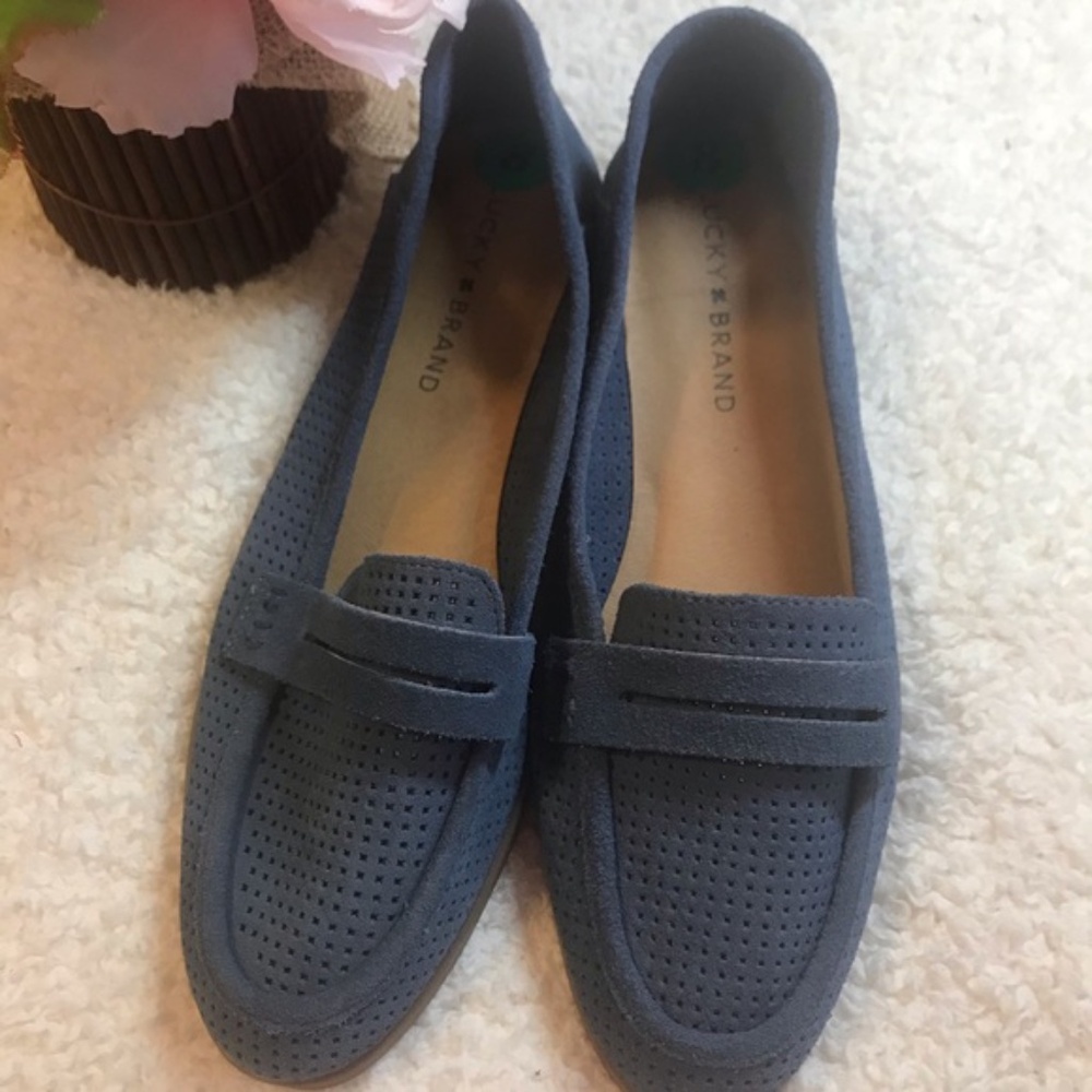 New LUCKY BRAND CAYLON SUEDE LOAFERS blue SIZE 8